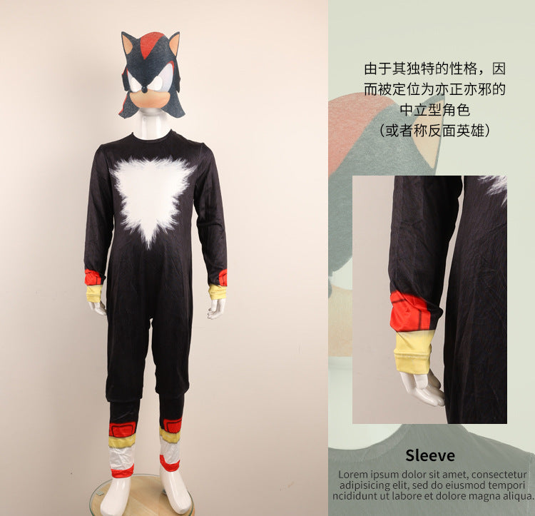 🦔 Spot Sonic Play Costume – Supersonic Kids Halloween Jumpsuit 💙🖤