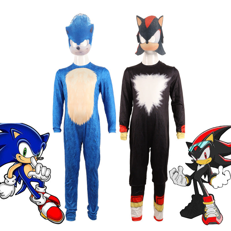 🦔 Spot Sonic Play Costume – Supersonic Kids Halloween Jumpsuit 💙🖤