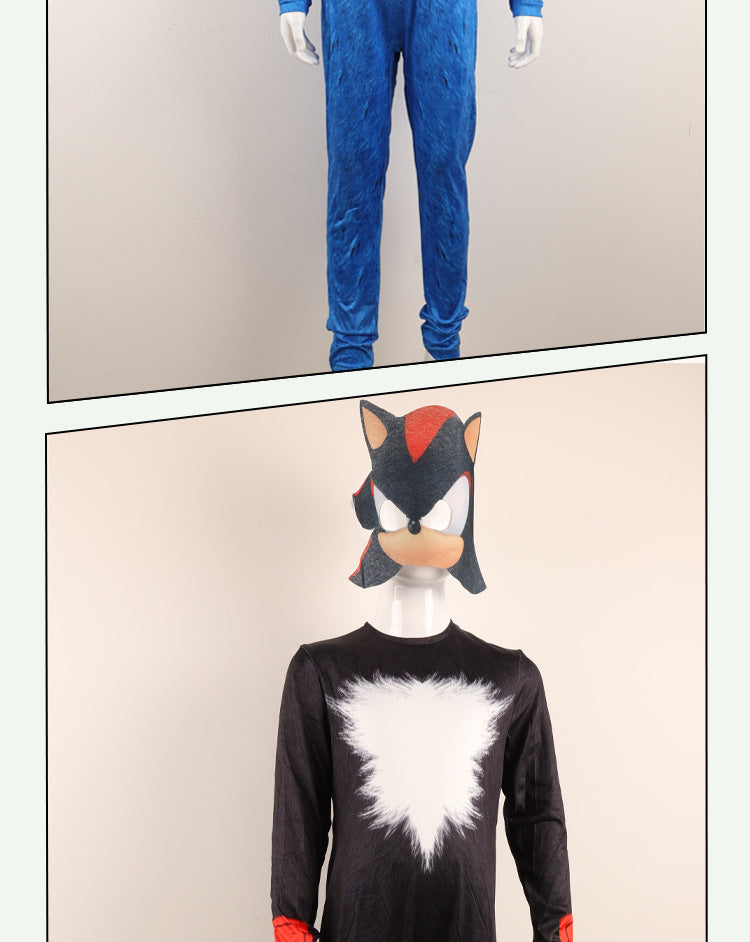 🦔 Spot Sonic Play Costume – Supersonic Kids Halloween Jumpsuit 💙🖤