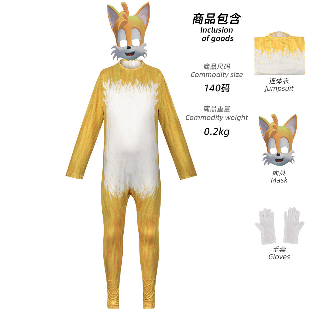 Spot Sonic Play Costume Supersonic Kid cos Costume Jumpsuit Blue Black Halloween cos Costume