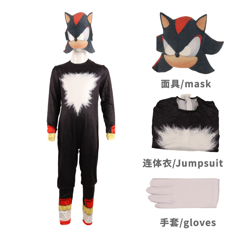 🦔 Spot Sonic Play Costume – Supersonic Kids Halloween Jumpsuit 💙🖤
