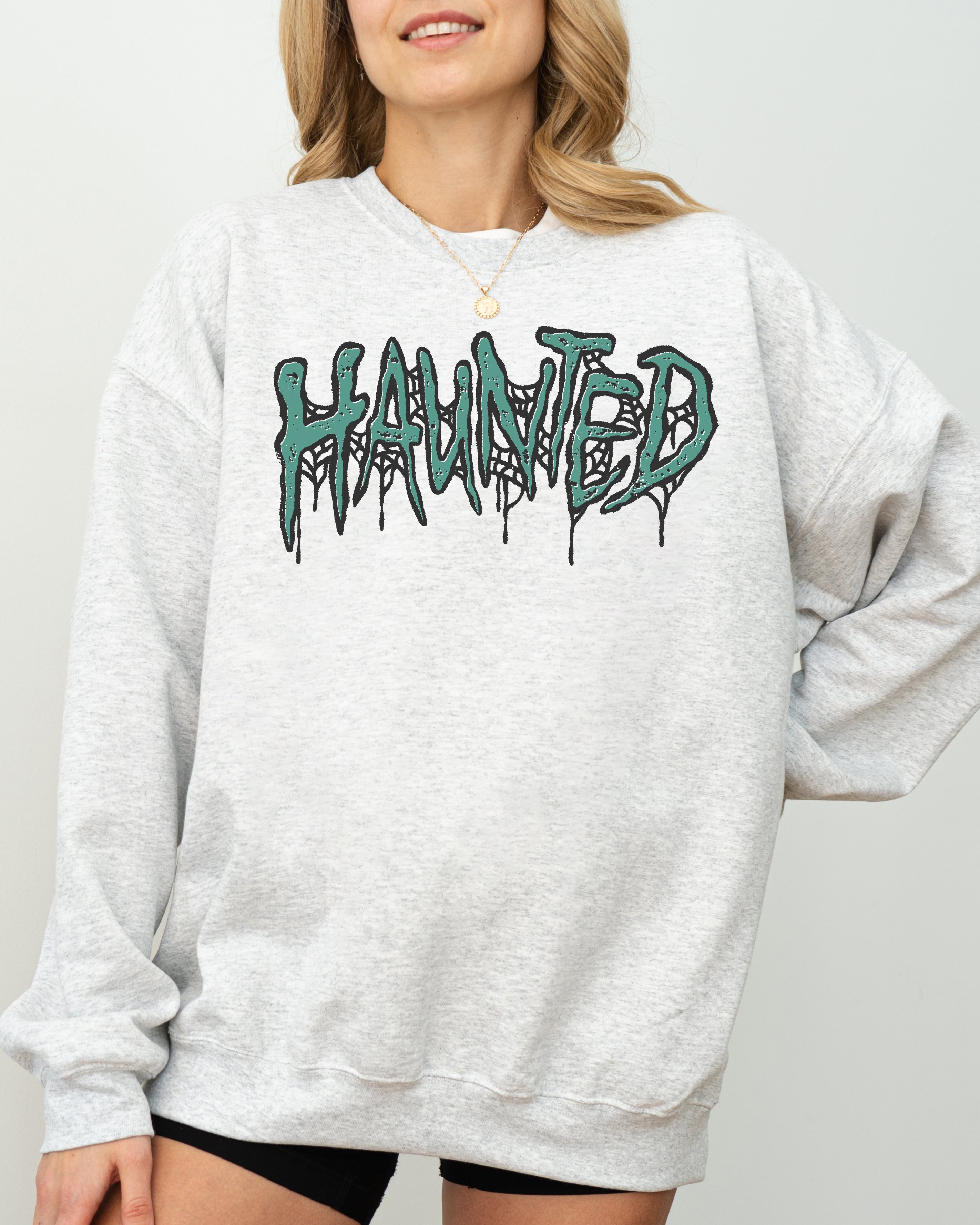 💀👻 Haunted Skeleton Ghost Western Witch Skull Halloween Sweatshirt – All Hallows’ Eve Graphic