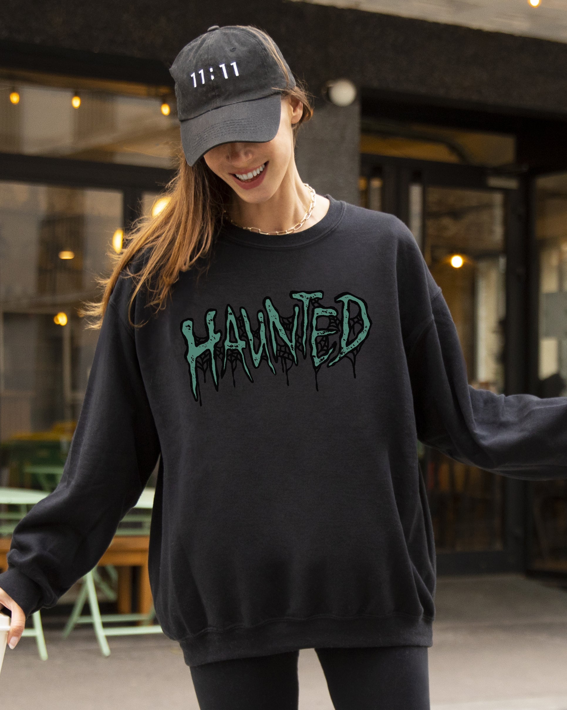 💀👻 Haunted Skeleton Ghost Western Witch Skull Halloween Sweatshirt – All Hallows’ Eve Graphic