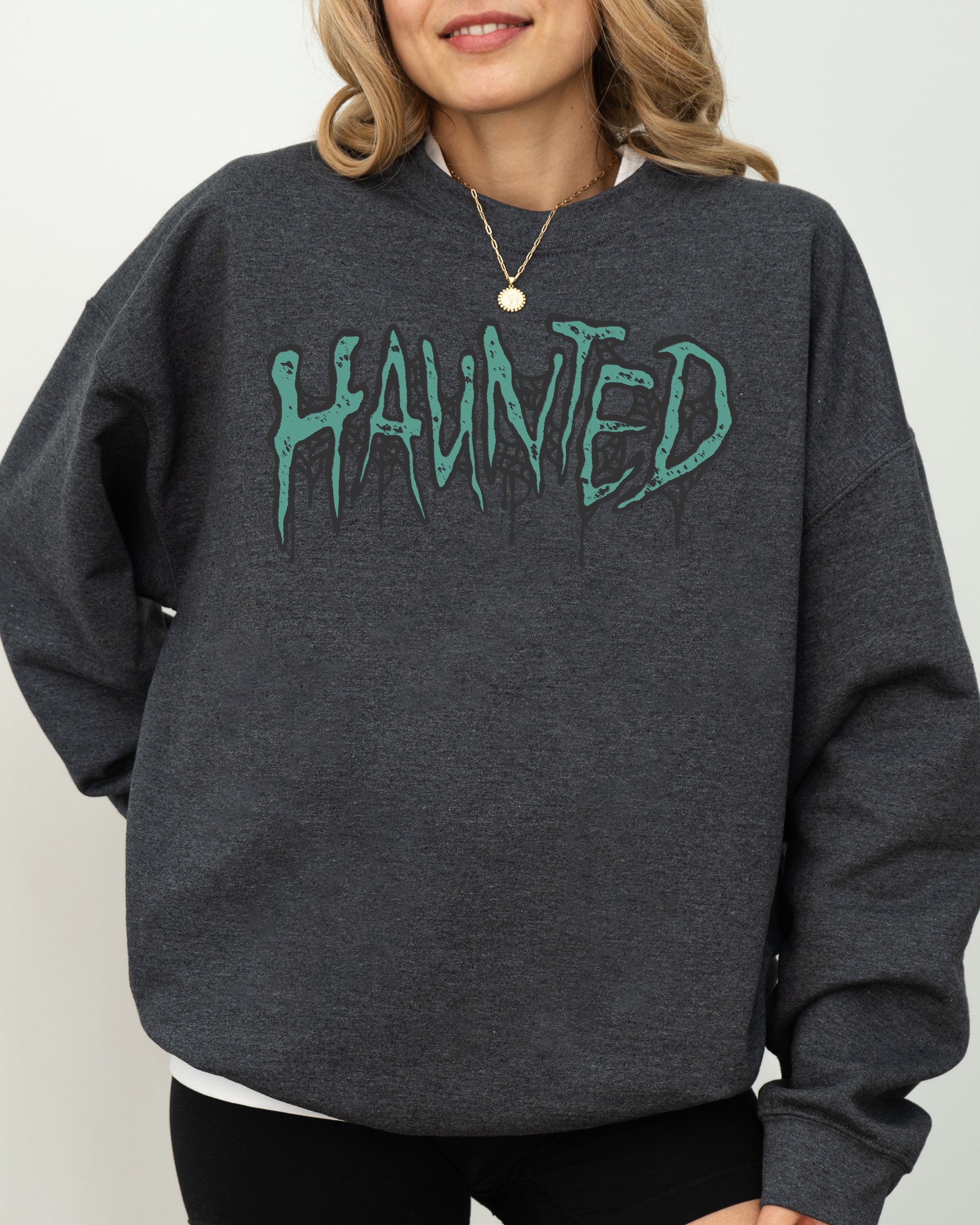 💀👻 Haunted Skeleton Ghost Western Witch Skull Halloween Sweatshirt – All Hallows’ Eve Graphic