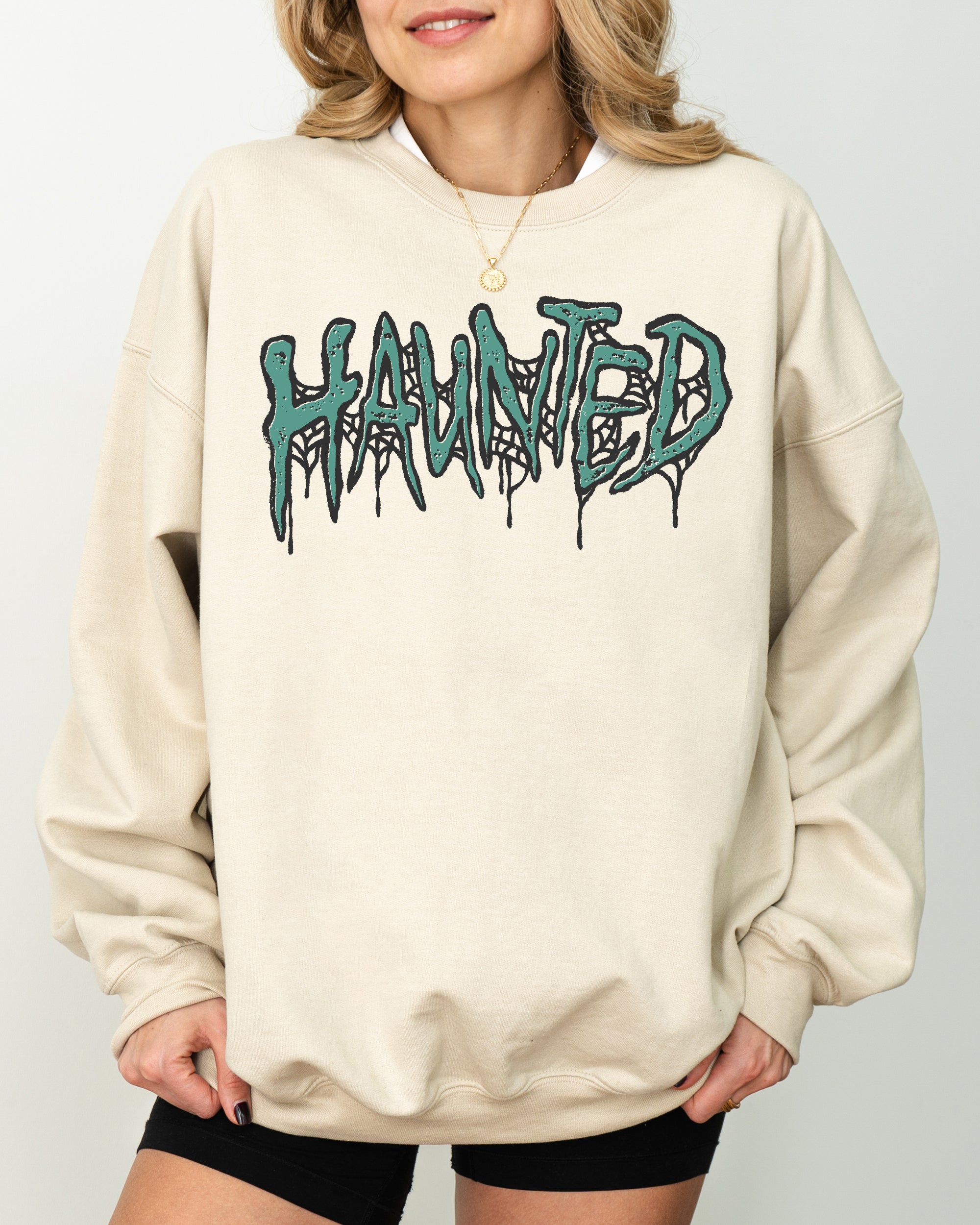 💀👻 Haunted Skeleton Ghost Western Witch Skull Halloween Sweatshirt – All Hallows’ Eve Graphic