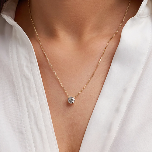 3.00 CT Lab-Grown Round Diamond Floating Solitaire Pendant – 14K White or Yellow Gold