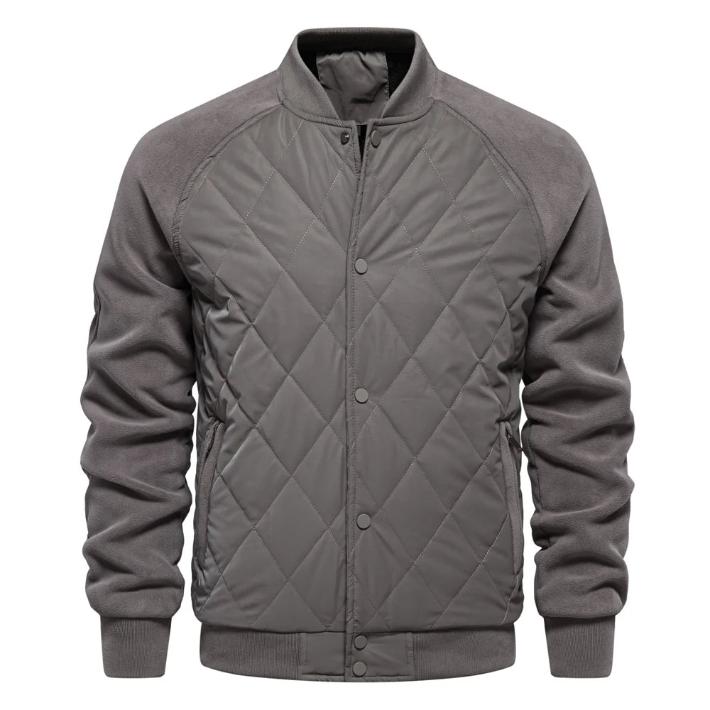AIOPESON Men’s Patchwork Fleece-Lined Baseball Bomber Jacket – Warm Winter Coat