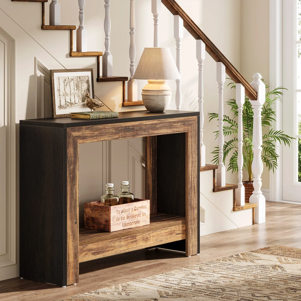 Tribesigns Rustic Wood Console Table with Storage
