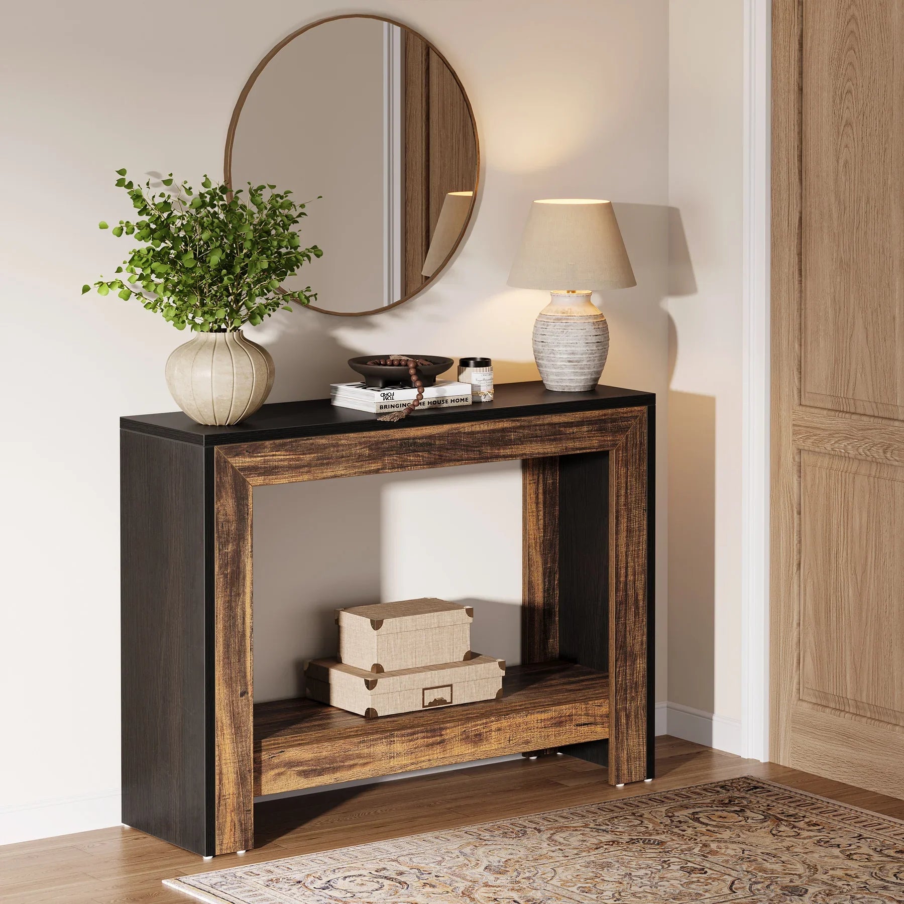 Tribesigns Rustic Wood Console Table with Storage