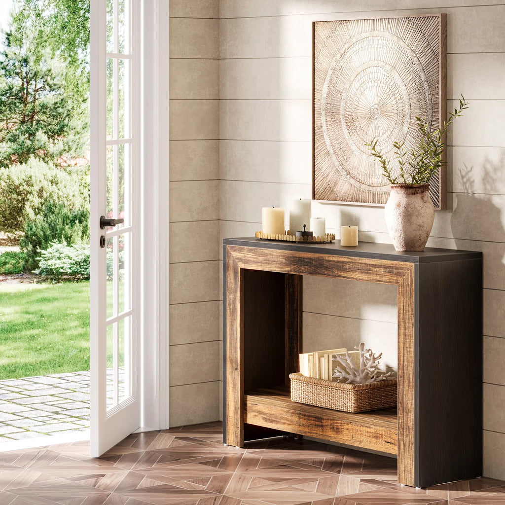 Tribesigns Rustic Wood Console Table with Storage