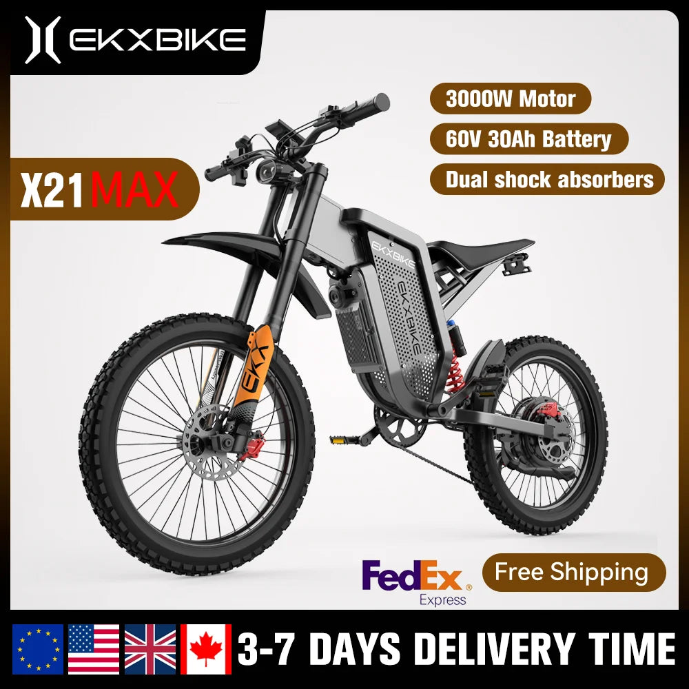 EKX X21 Max Electric Motorcycle – 3000W Brushless Motor | 60V 30Ah Lithium Battery | Up to 85 km