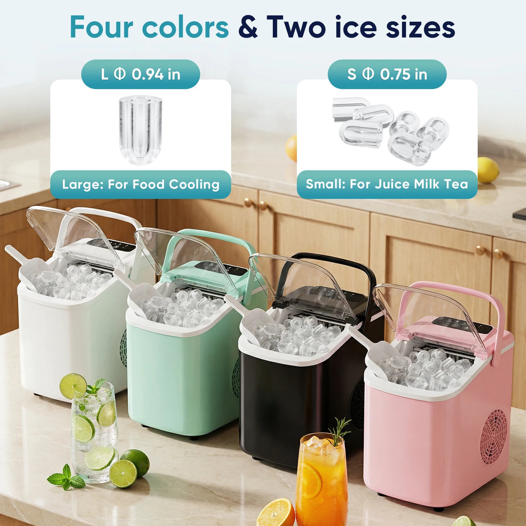 JHK Small Portable Ice Machine Countertop Ice Maker – 26.5 lbs/24H