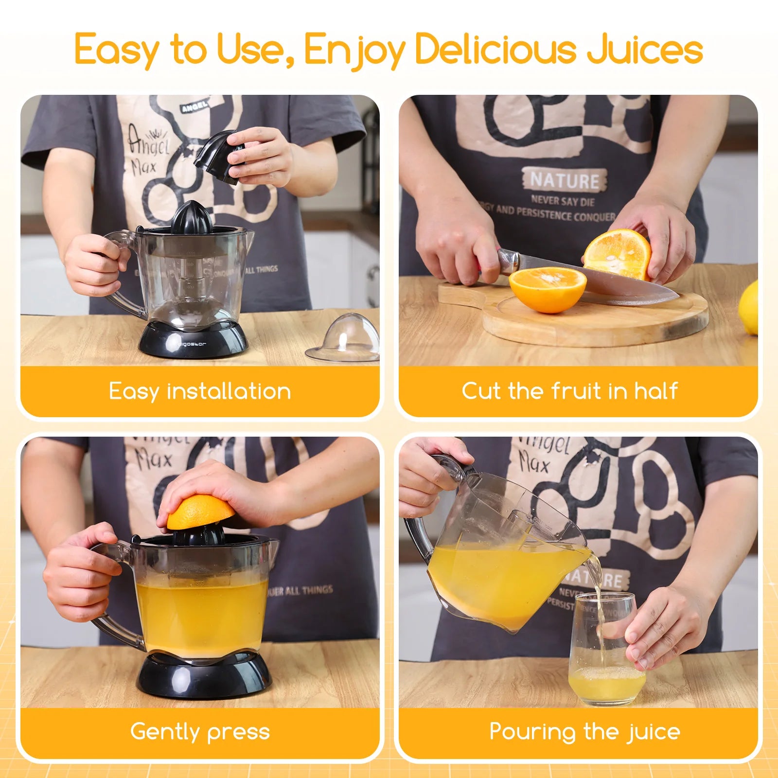 🍊 40W Electric Citrus Orange Juicer – 700ml | Black