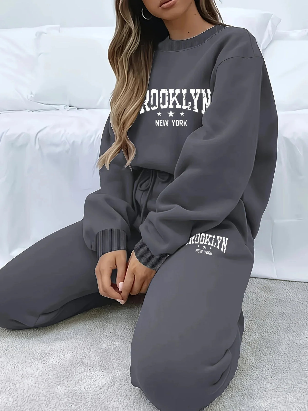 Women’s Plush Hoodie & Pants Sweater Set – Cozy Winter Tracksuit