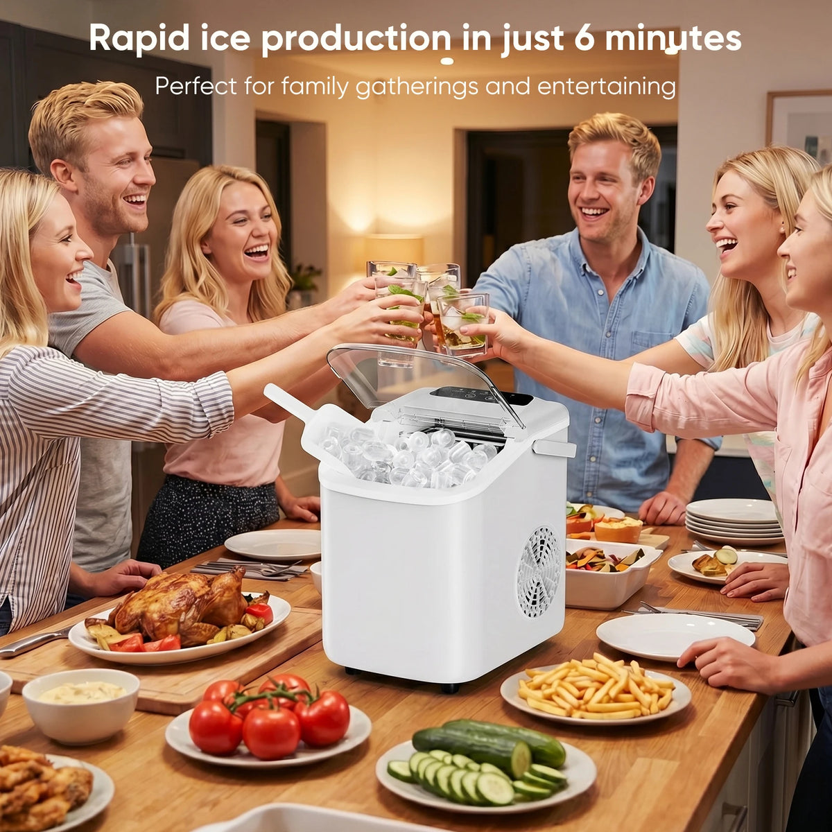 JHK Small Portable Ice Machine Countertop Ice Maker – 26.5 lbs/24H