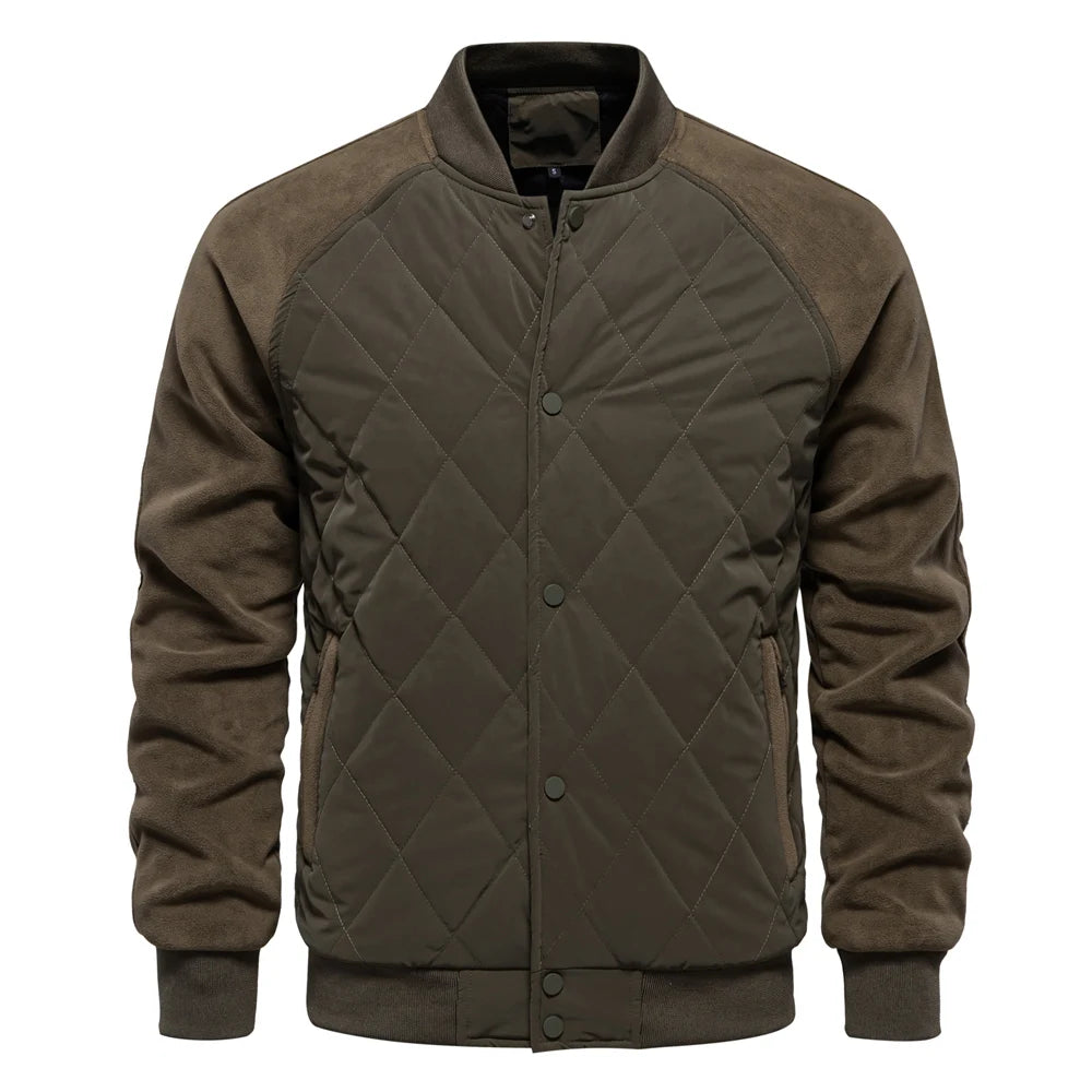 AIOPESON Men’s Patchwork Fleece-Lined Baseball Bomber Jacket – Warm Winter Coat