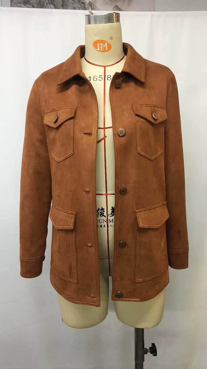 Women’s Retro Suede Multi-Pocket Short Jacket