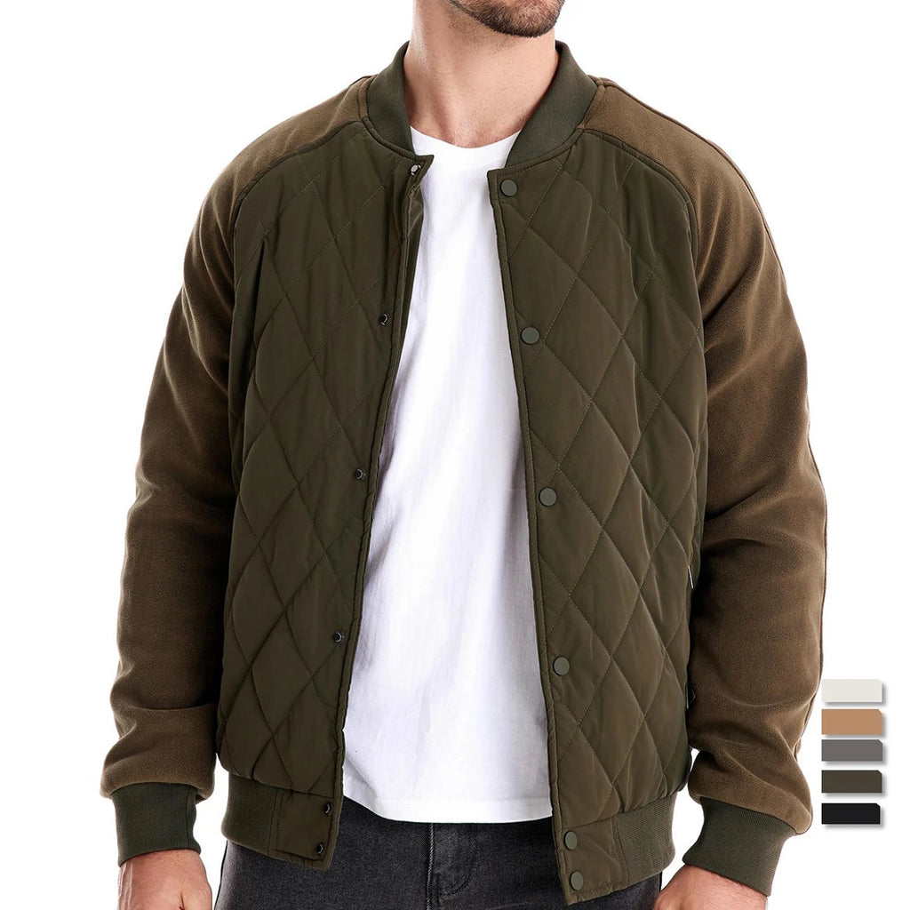 AIOPESON Men’s Patchwork Fleece-Lined Baseball Bomber Jacket – Warm Winter Coat