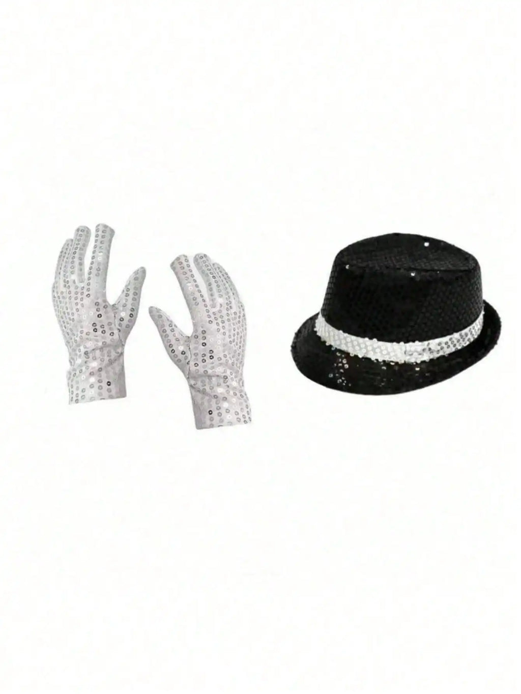 Michael Jackson-Inspired Costume Accessories Set – Sequin Fedora, Rhinestone Gloves & Aviator Sunglasses