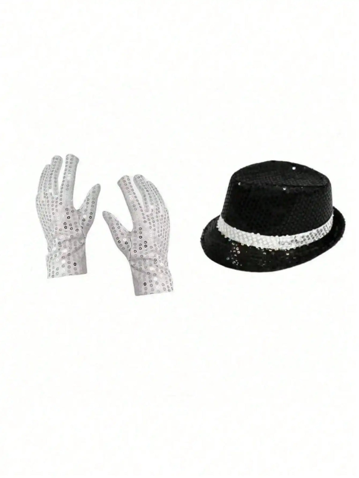 Michael Jackson-Inspired Costume Accessories Set – Sequin Fedora, Rhinestone Gloves & Aviator Sunglasses