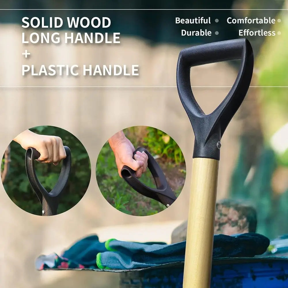 D-Handle Shovel with Steel Blade & Solid Wood Handle
