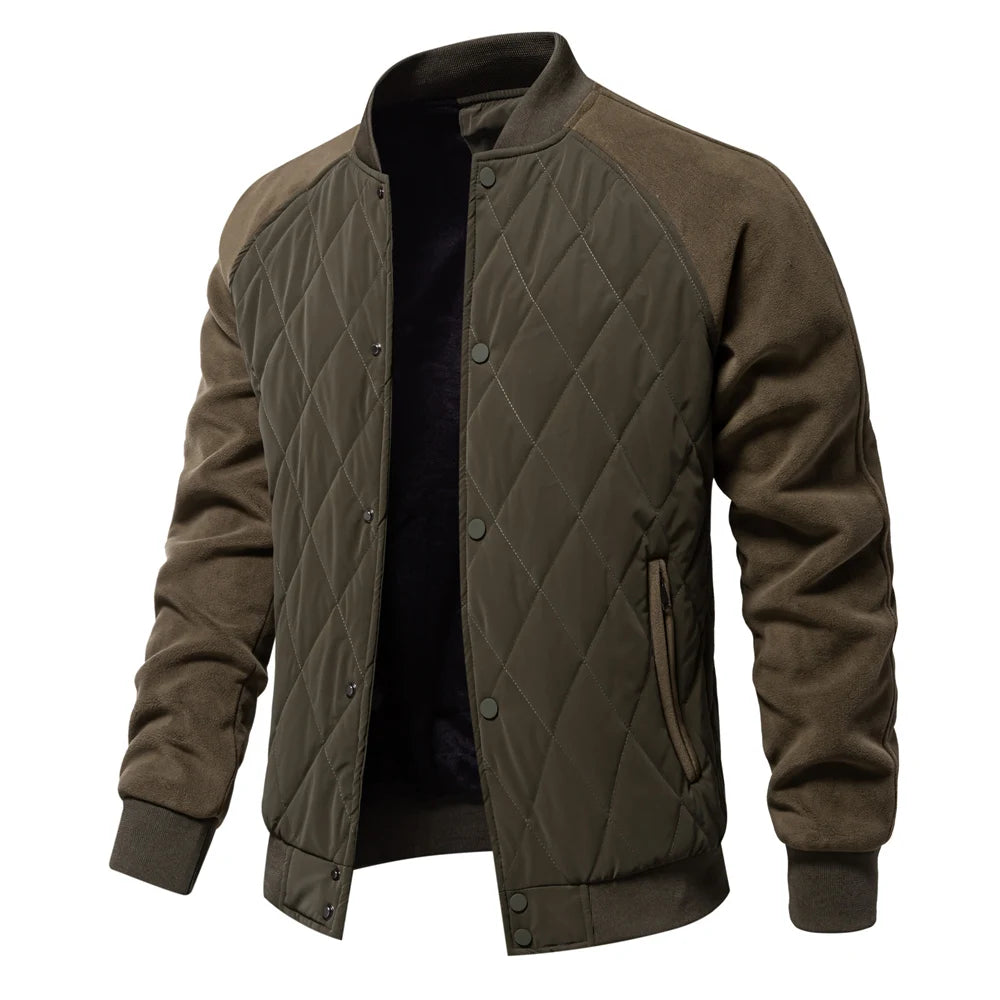 AIOPESON Men’s Patchwork Fleece-Lined Baseball Bomber Jacket – Warm Winter Coat