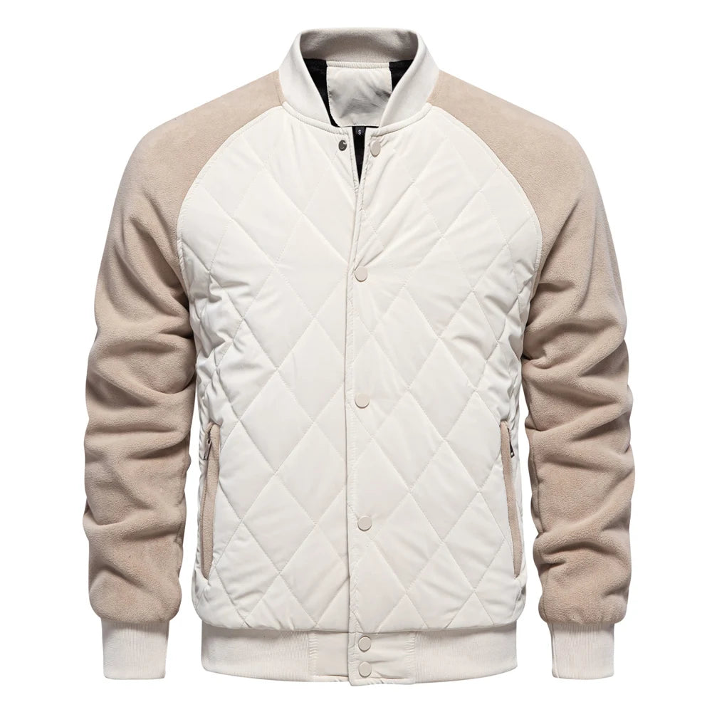AIOPESON Men’s Patchwork Fleece-Lined Baseball Bomber Jacket – Warm Winter Coat