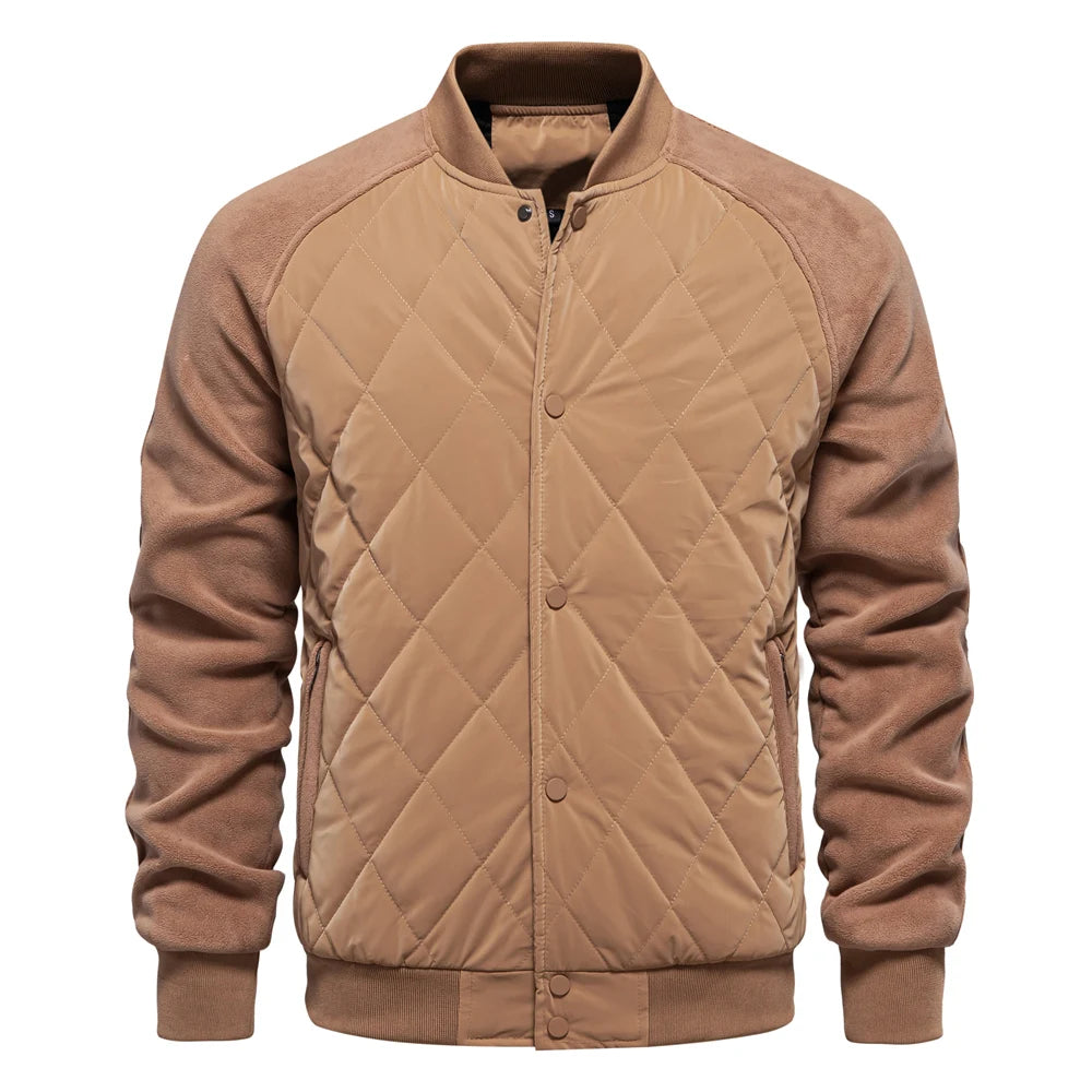 AIOPESON Men’s Patchwork Fleece-Lined Baseball Bomber Jacket – Warm Winter Coat