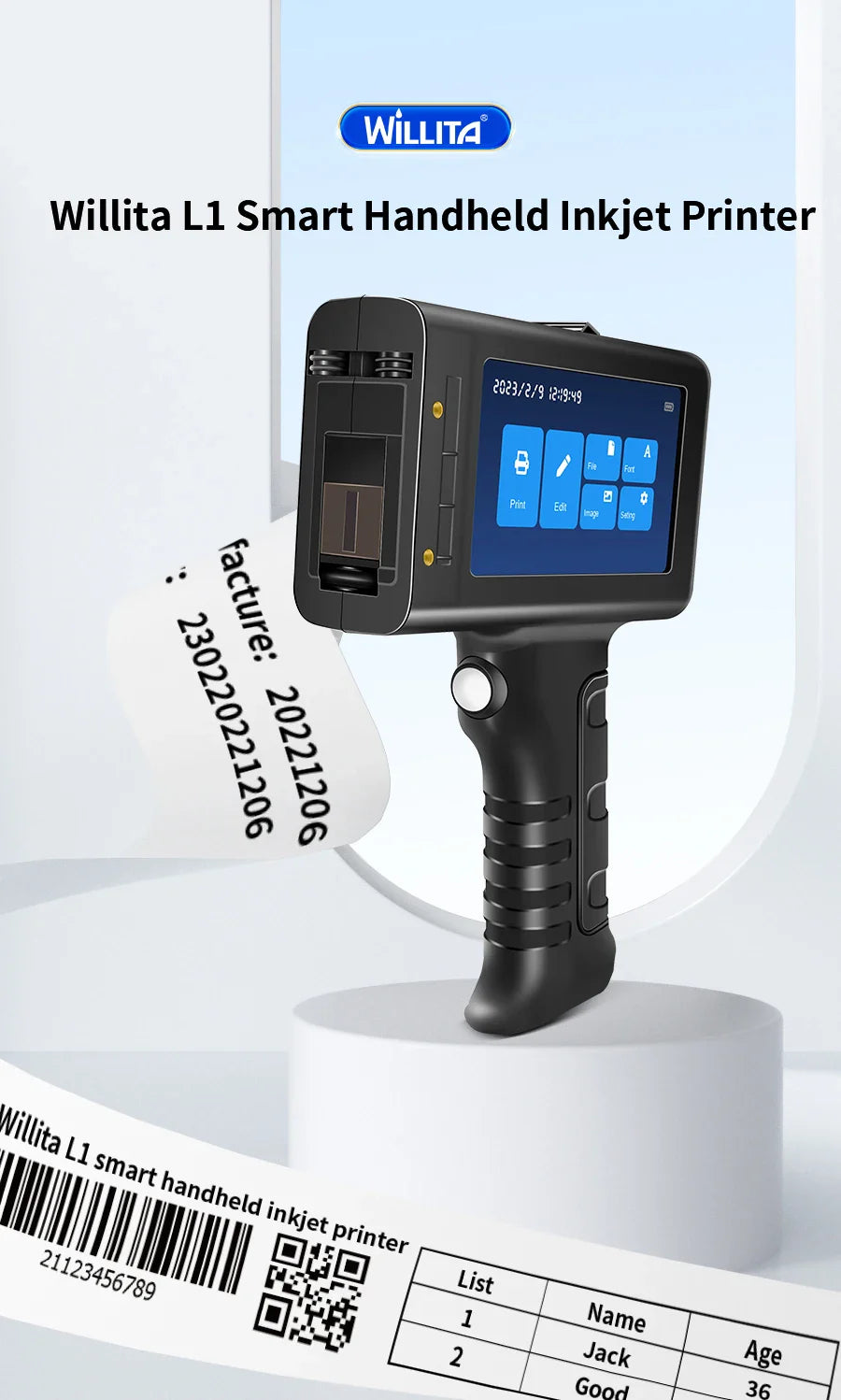 Willita Handheld Thermal Inkjet Printer