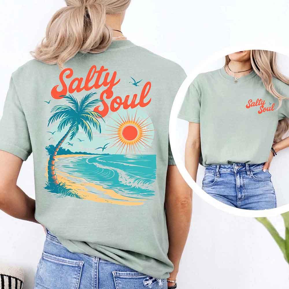 Salty Soul Comfort Colors Tee – Women’s Summer Beach Shirt