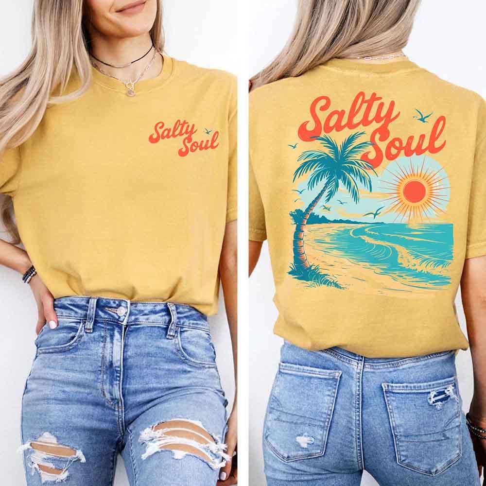 Salty Soul Comfort Colors Tee – Women’s Summer Beach Shirt