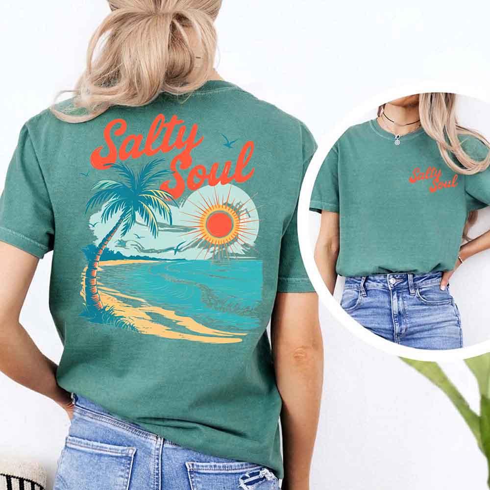 Salty Soul Comfort Colors Tee – Women’s Summer Beach Shirt