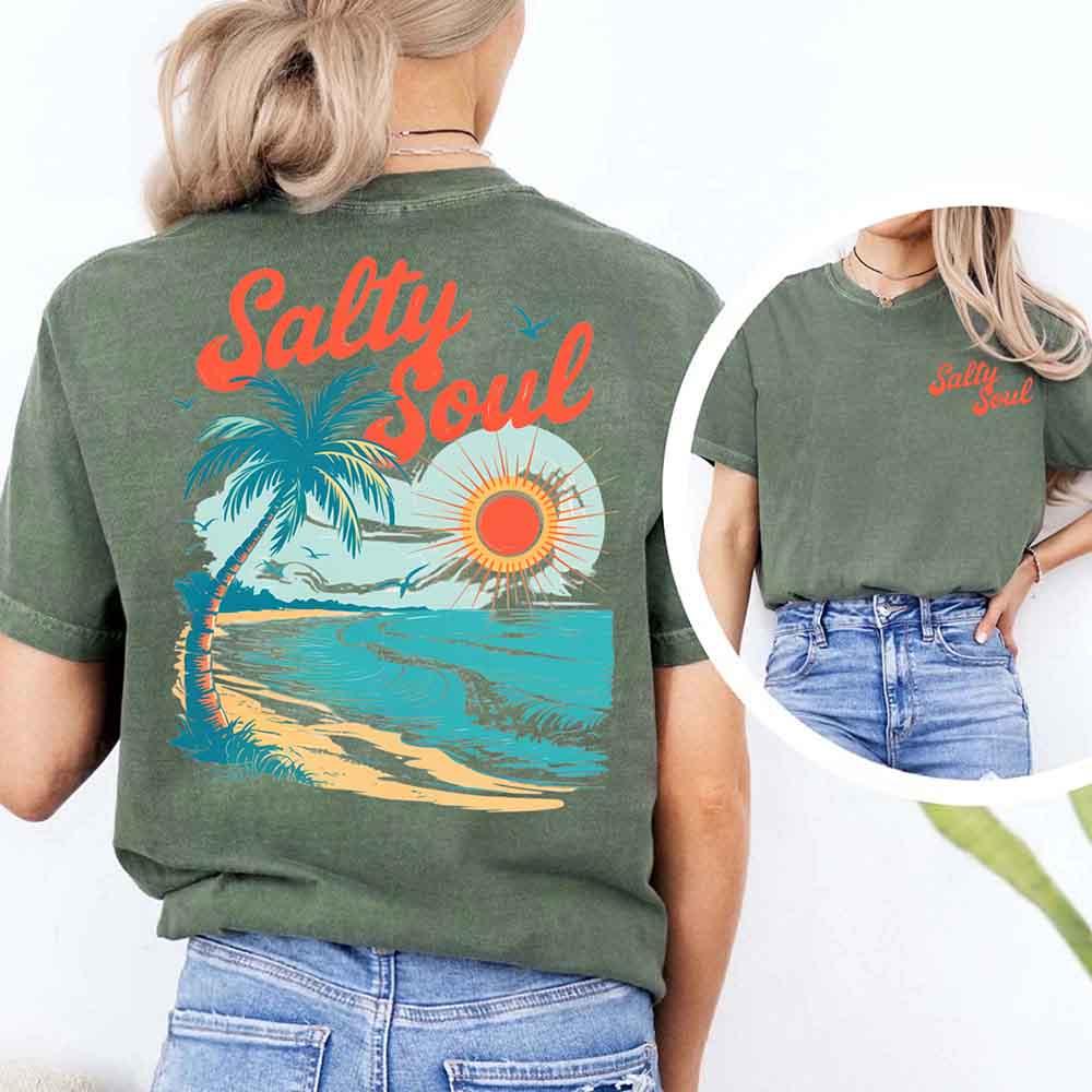 Salty Soul Comfort Colors Tee – Women’s Summer Beach Shirt