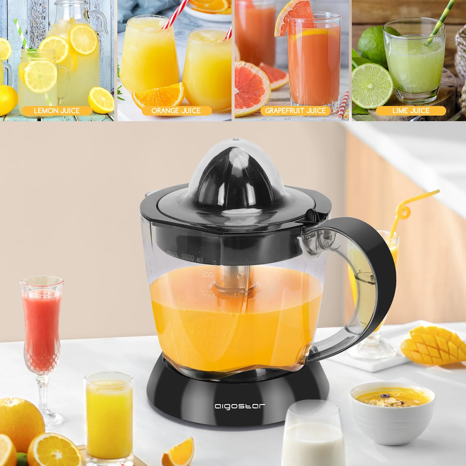 🍊 40W Electric Citrus Orange Juicer – 700ml | Black