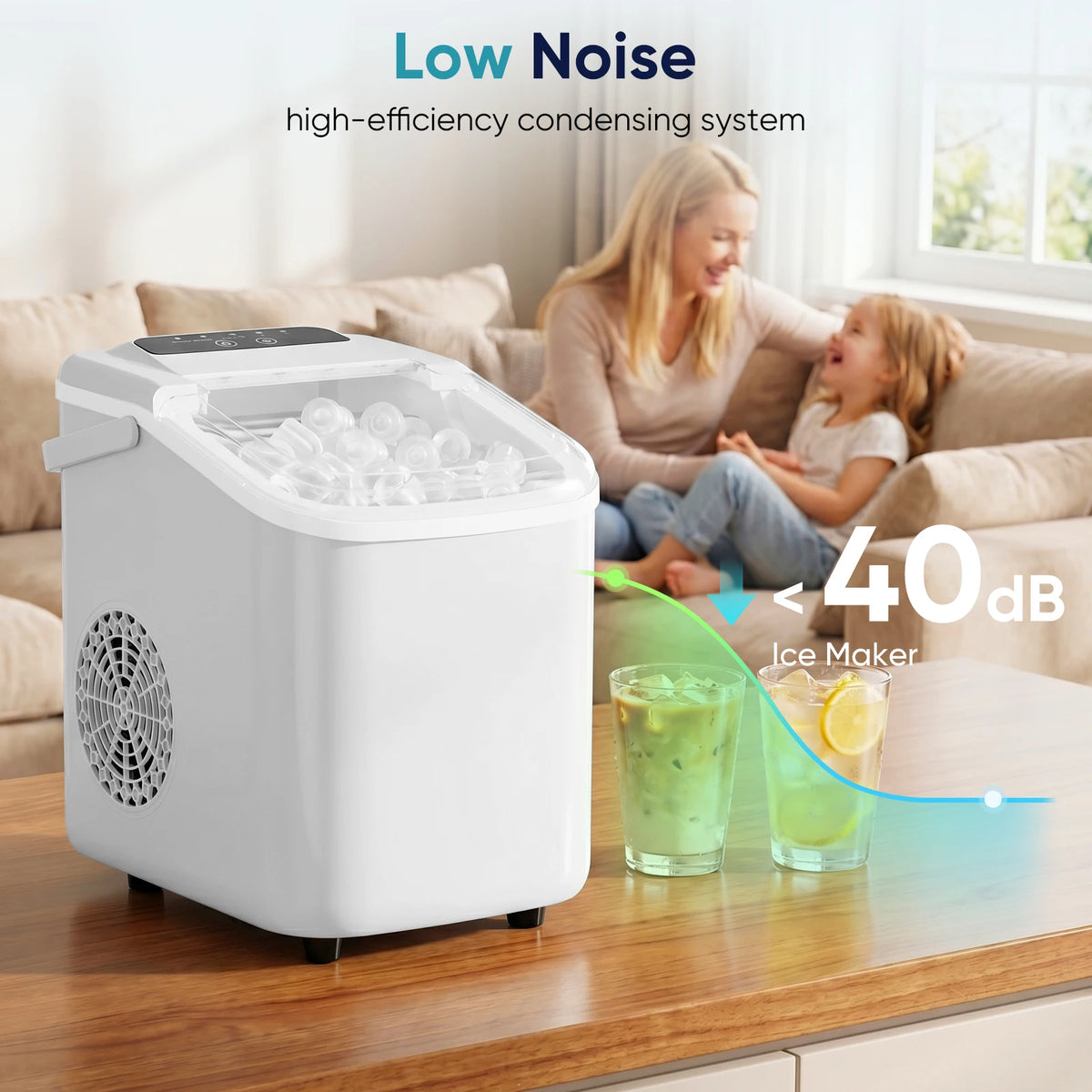 JHK Small Portable Ice Machine Countertop Ice Maker – 26.5 lbs/24H