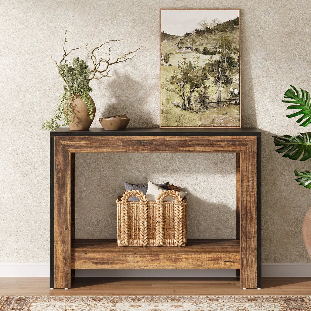 Tribesigns Rustic Wood Console Table with Storage