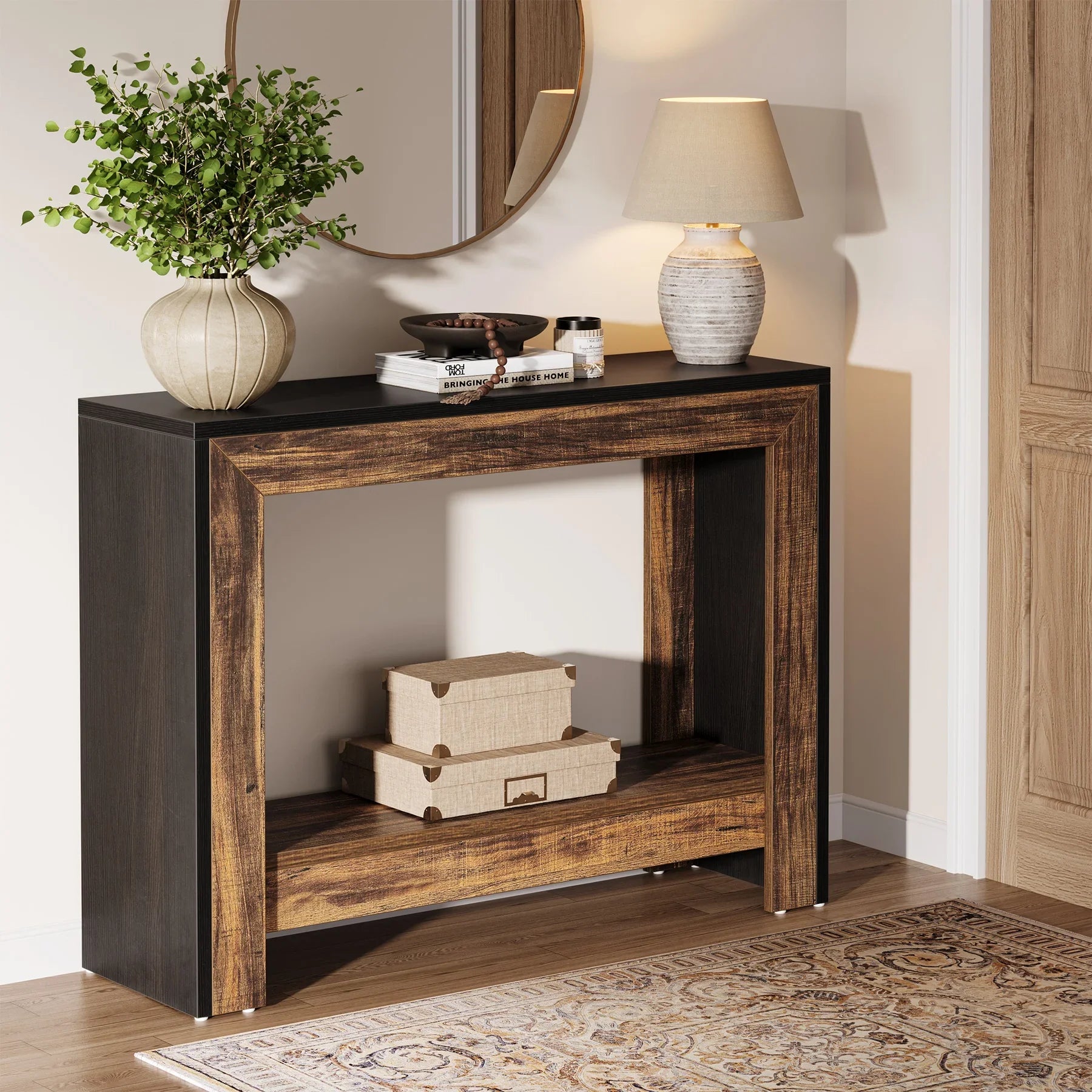 Tribesigns Rustic Wood Console Table with Storage