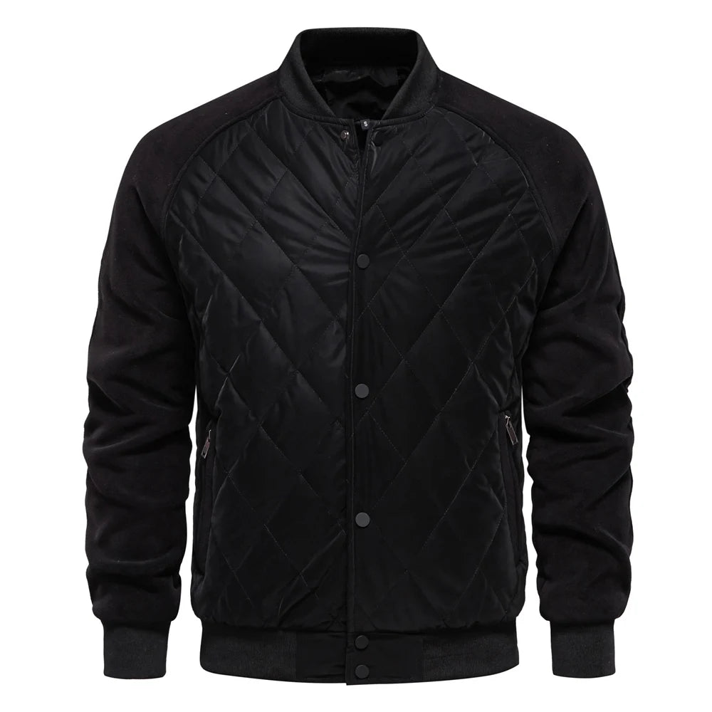 AIOPESON Men’s Patchwork Fleece-Lined Baseball Bomber Jacket – Warm Winter Coat