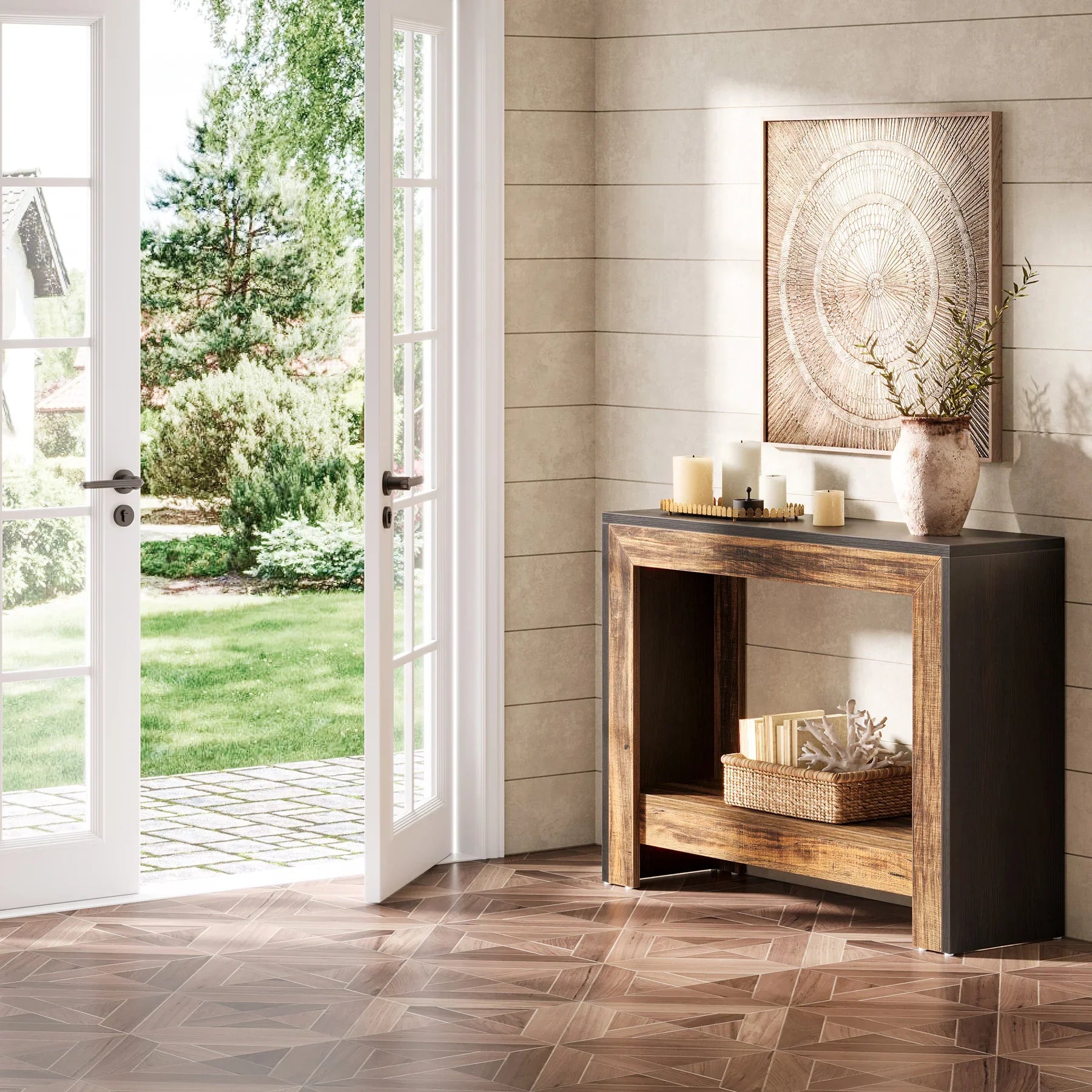 Tribesigns Rustic Wood Console Table with Storage