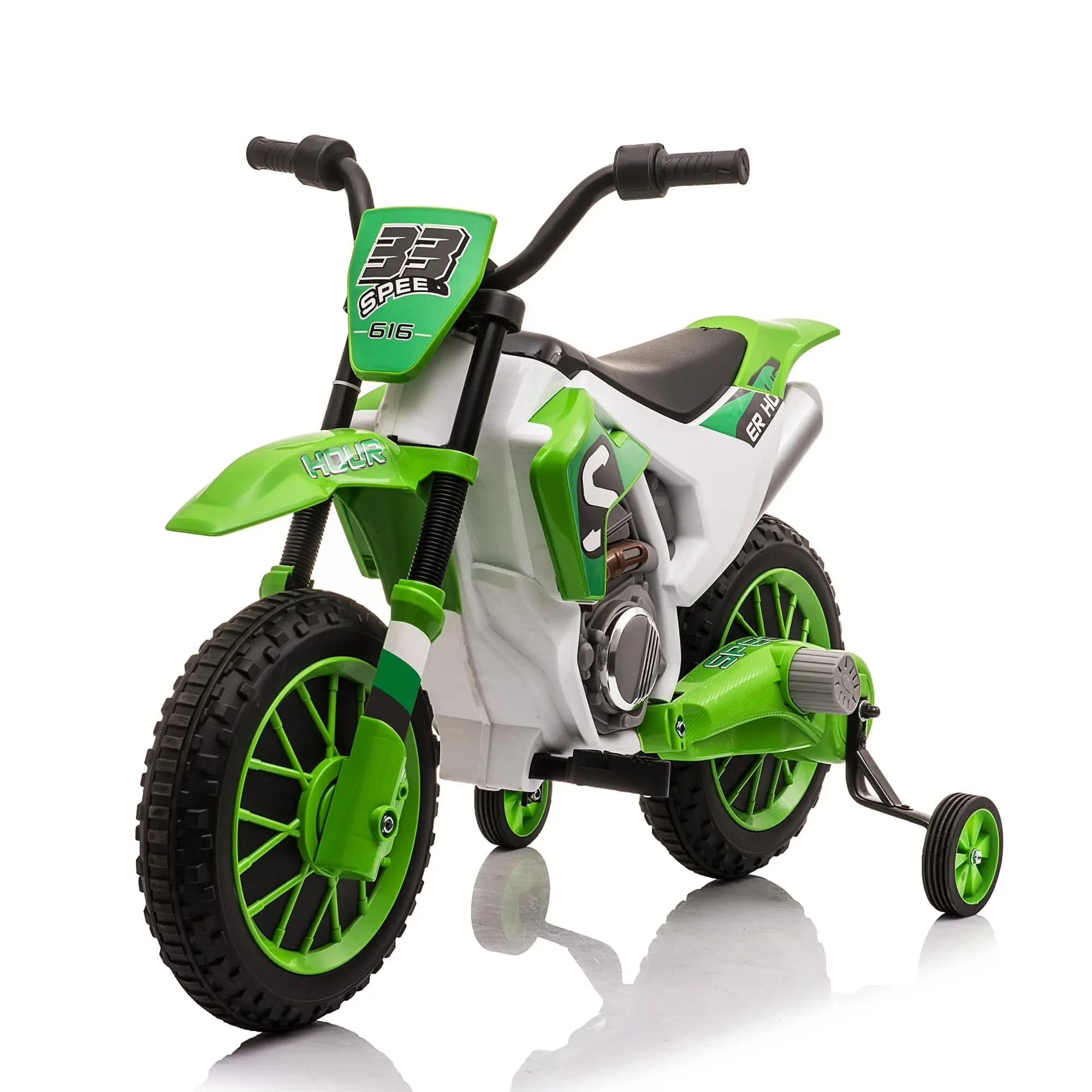 TOBBI 12V Electric Kids Ride-On Dirt Bike with Training Wheels