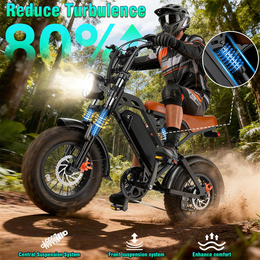 🔥🔥🔥1200W All-terrain Electric Motorcycle, 48V18Ah Adult Electric Dirt Bike, 28MPH, 5-speed Variable Speed, Load Capacity of 500LBS