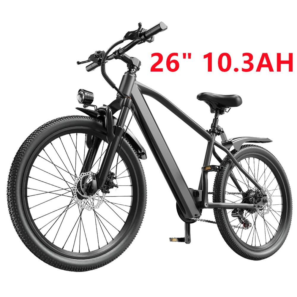 26" 24" Electric Mountain E Bike For Adults, 1000W Peak Motor Commuter Ebikes, 36V 10.3AH 13.3AH High Capacity Battery, 19.7 MPH 36.9 Miles 4Hour Fast Charging, 7/21 Speed Gears Adults Electric Motorcycles Bicycle ﻿