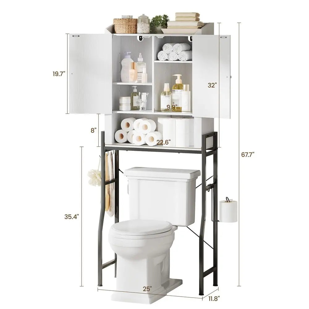 Over The Toilet Storage Cabinet, Over Toilet Organizer with 2Door amp Metal Stand, Bathroom Organizers and Storage with Adjusta