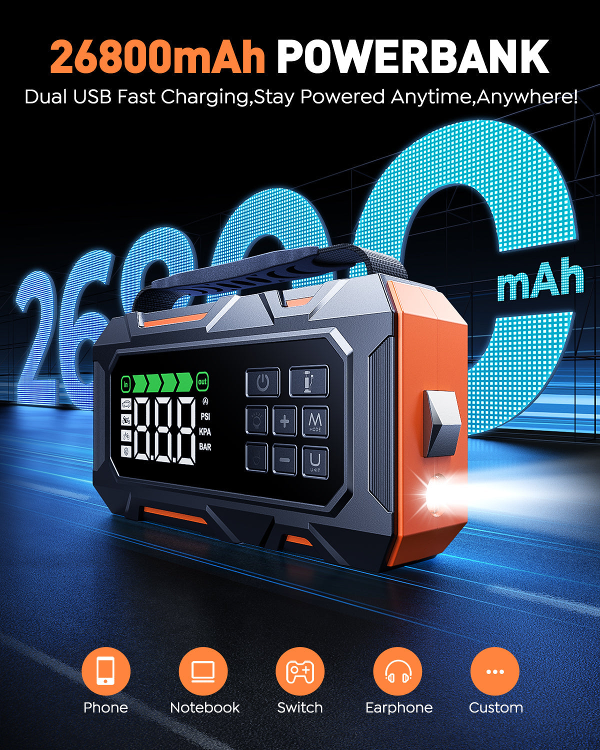 {New Arrival}Buture Beta09 Car Jump Starter 8000A with 160 PSI Air Compressor丨16-in-1 Roadside Kit