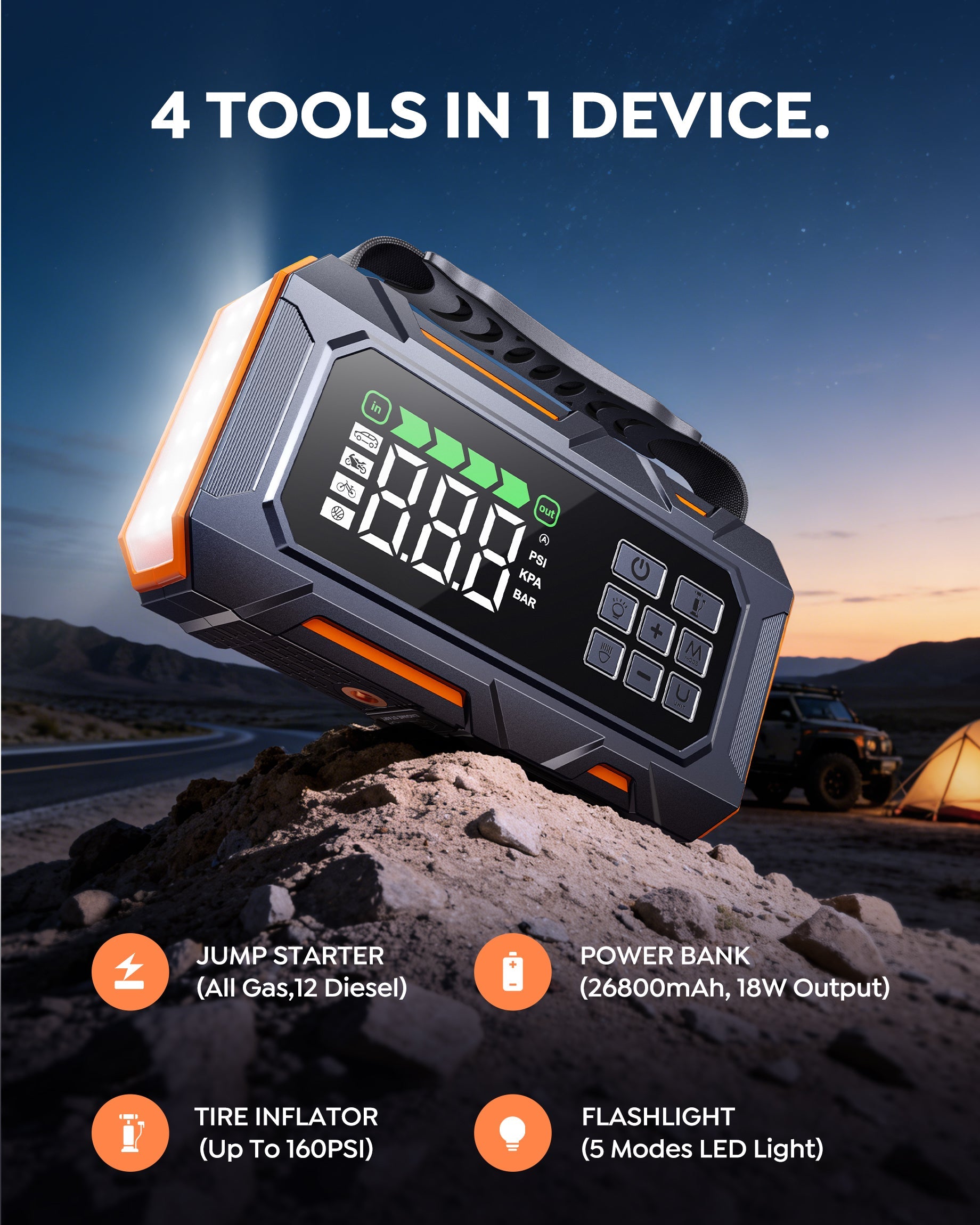 {New Arrival}Buture Beta09 Car Jump Starter 8000A with 160 PSI Air Compressor丨16-in-1 Roadside Kit