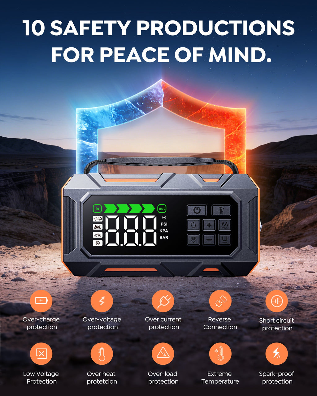 {New Arrival}Buture Beta09 Car Jump Starter 8000A with 160 PSI Air Compressor丨16-in-1 Roadside Kit