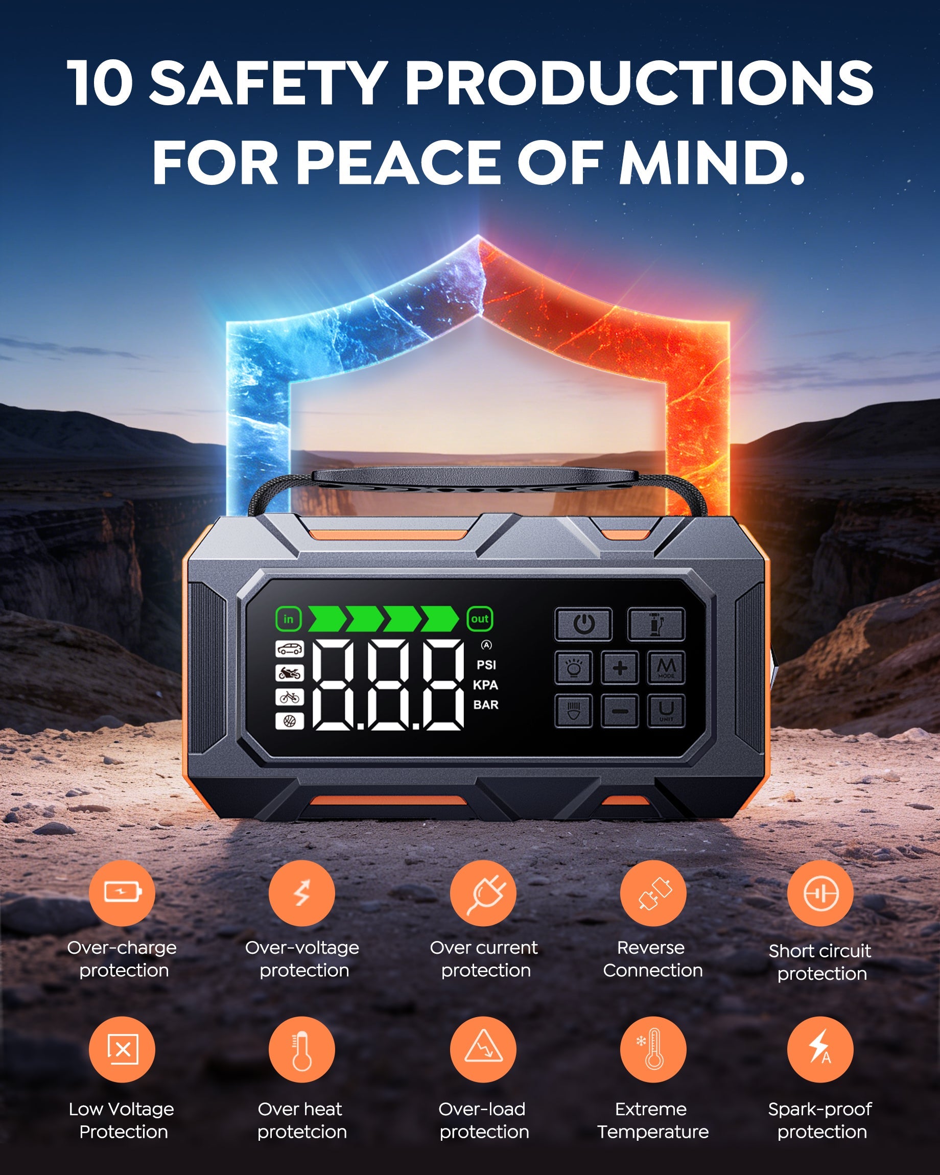 {New Arrival}Buture Beta09 Car Jump Starter 8000A with 160 PSI Air Compressor丨16-in-1 Roadside Kit