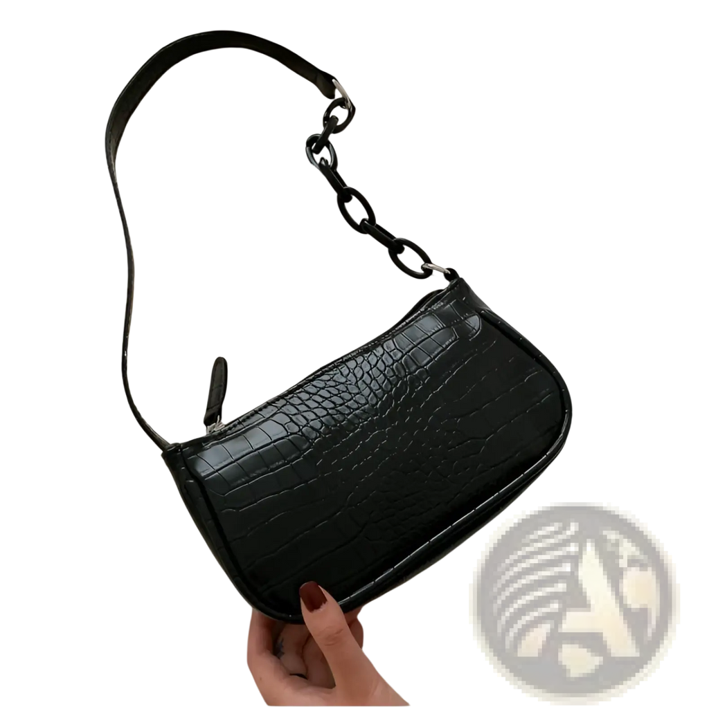 Croc Embossed Chain Shoulder Bag for Women