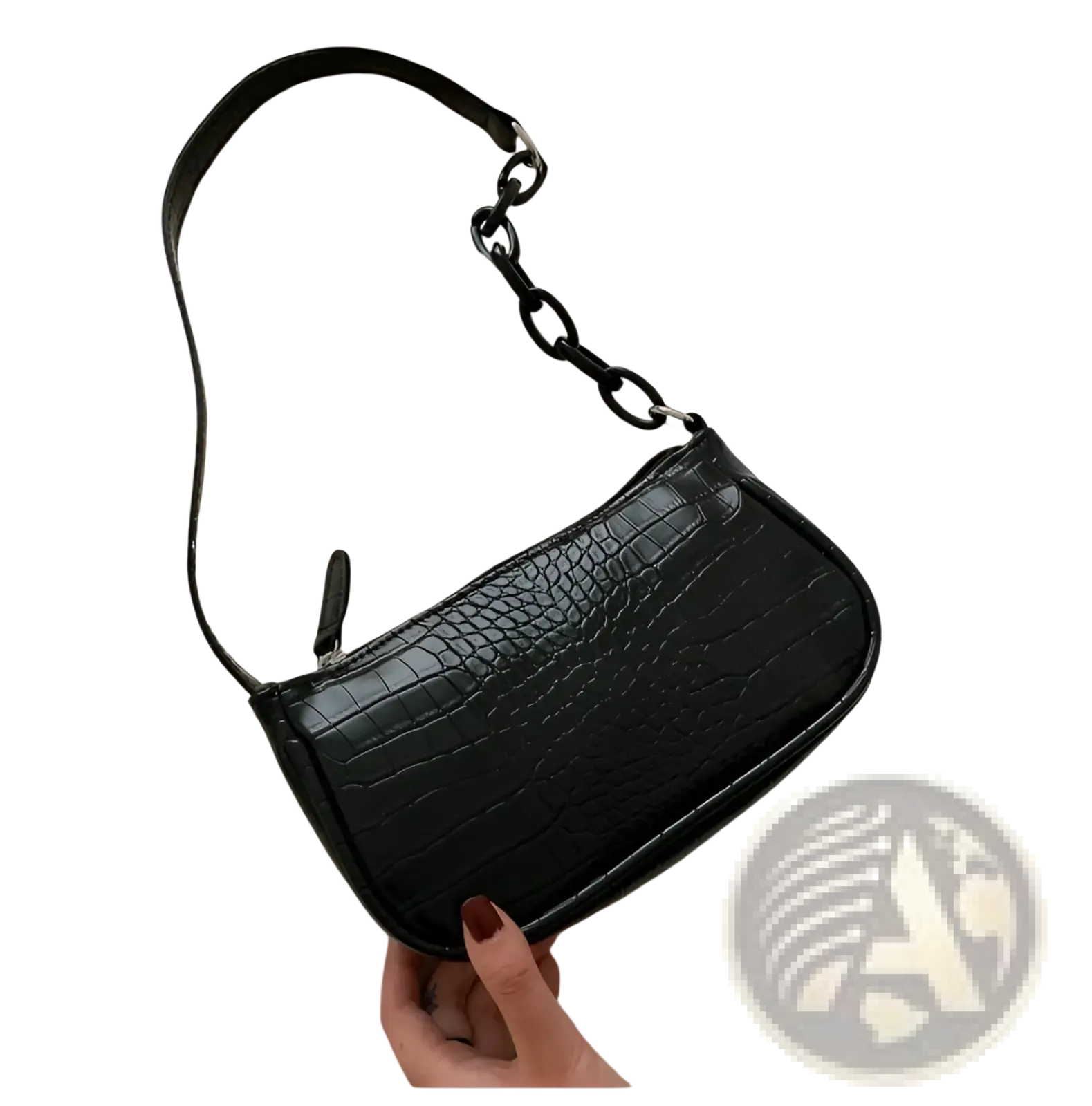 Croc Embossed Chain Shoulder Bag for Women