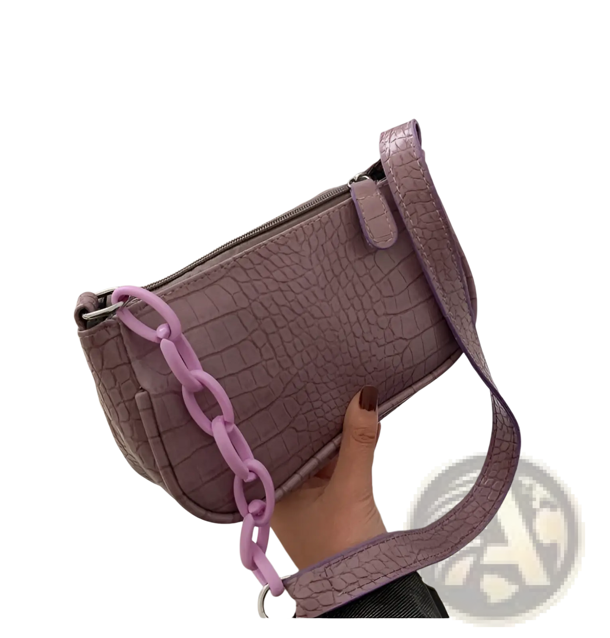Croc Embossed Chain Shoulder Bag for Women